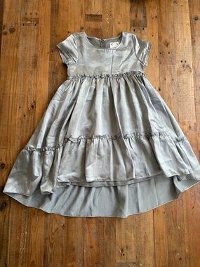 Mia Joy Silver Satin Ruffle Dress